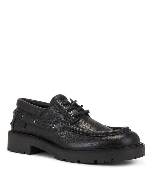 Burberry Black Raft Leather Boat Shoes, Brand Size 44 Us for men