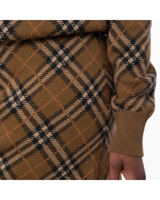Burberry Green Check Wool Blend Mini Skirt