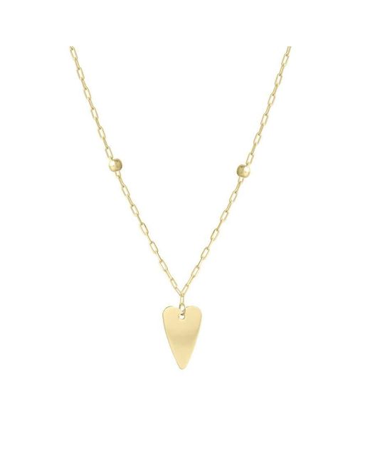Tresorra Metallic 14K Elongated Heart & Bead Station Necklace