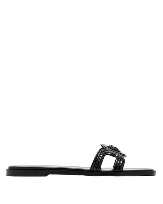 Versace Black Medusa '95 Patent Flat Sandals