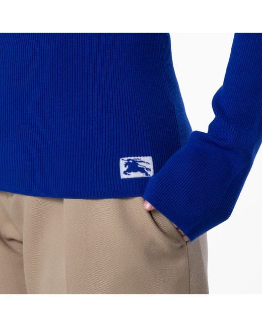 Burberry Blue Equestrian Knight Roll-Neck Jumper for men