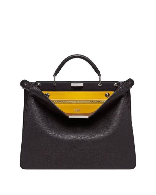 Fendi Black Peekaboo Leather Briefcase for men