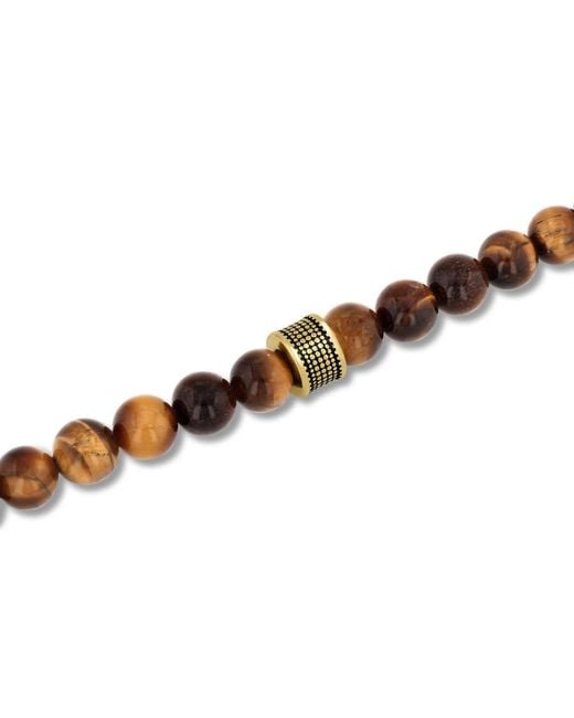Robert Alton Brown Tiger Eye Bead Bolo Bracelet for men