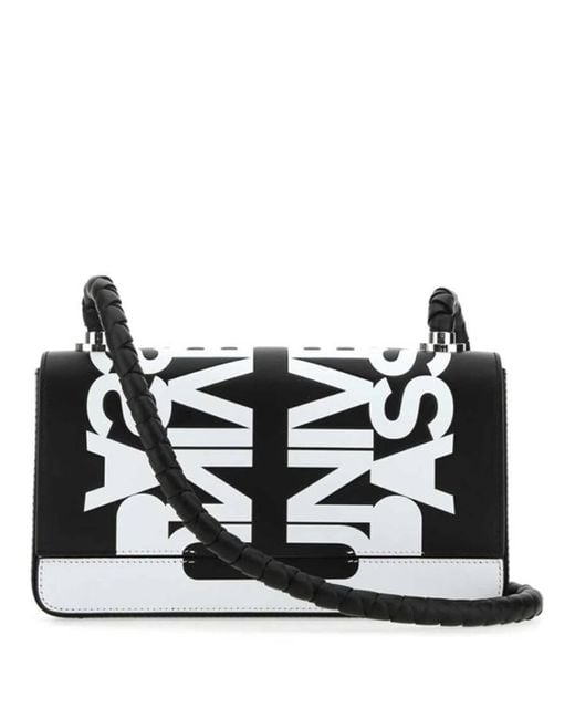 Burberry Black Slogan Print Leather Crossbody Bag for men