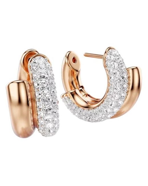 Swarovski Metallic Dextera Rose-Tone Plated Hoop Earrings