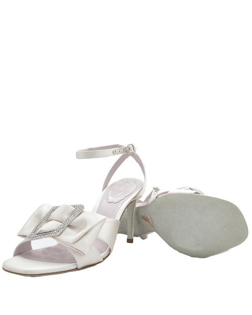 Rene Caovilla Metallic Rene Caovilla Sara 80 Bow Satin Sandals