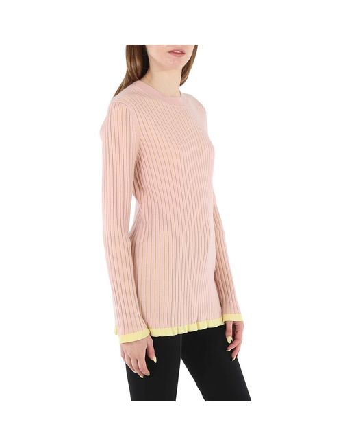 Burberry Natural Knit Tops Solid Pale Crew Neck