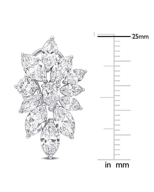 Created Forever Metallic 6 5/8Ct Tw Multi-Shaped Lab-Grown Diamond Cluster Floral Drop Earrings