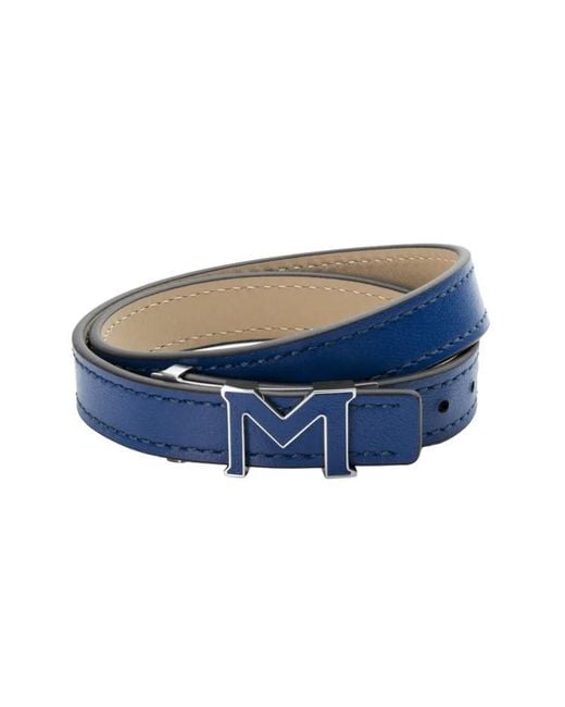 Montblanc Blue M_Gram 4810 Leather Bracelet for men