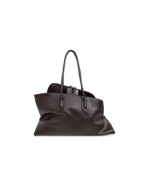 The Attico Brown La Passeggiata Medium Leather Shoulder Bag