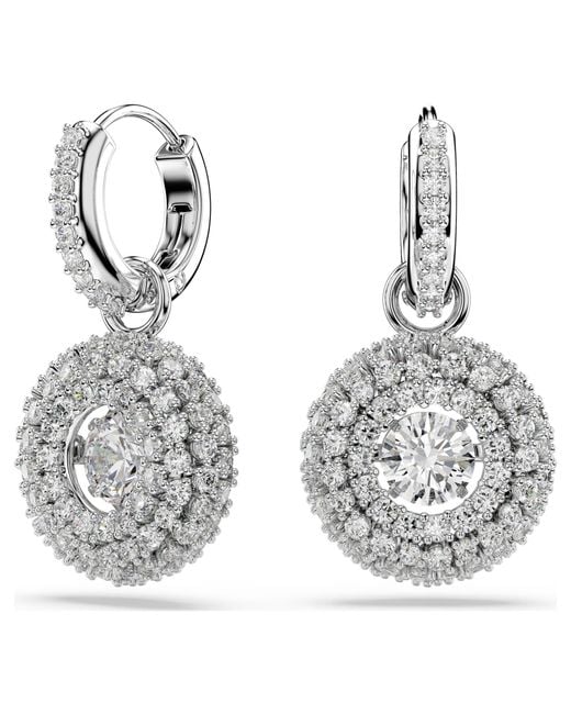 Swarovski Metallic Sublima Drop Earrings, Round Cut, Rhodium Plated