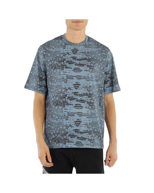 Roberto Cavalli Blue Stone Lizard Print T-shirt for men