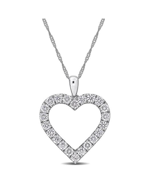 Created Forever Metallic 1Ct Tw Lab-Grown Diamond Open Heart Pendant With Chain