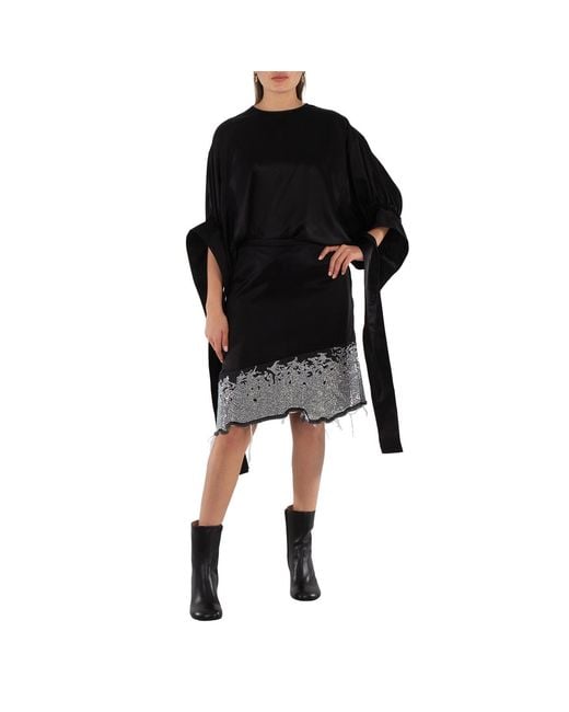 J.W. Anderson Black Ladies Glitter-Detail Asymmetric Skirt, Brand Size 10 (Us