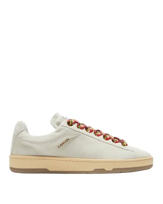 Lanvin Natural Lite Curb Low Top Suede Sneakers, Brand Size 35 (Us