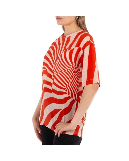 Roberto Cavalli Red Zebra Avantgarde Print Silk T-shirt