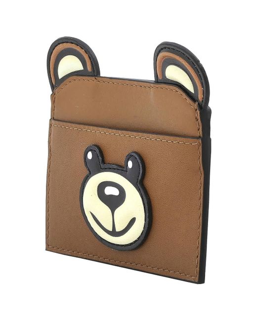 Moschino Brown Leather Teddy Bear Card Holder