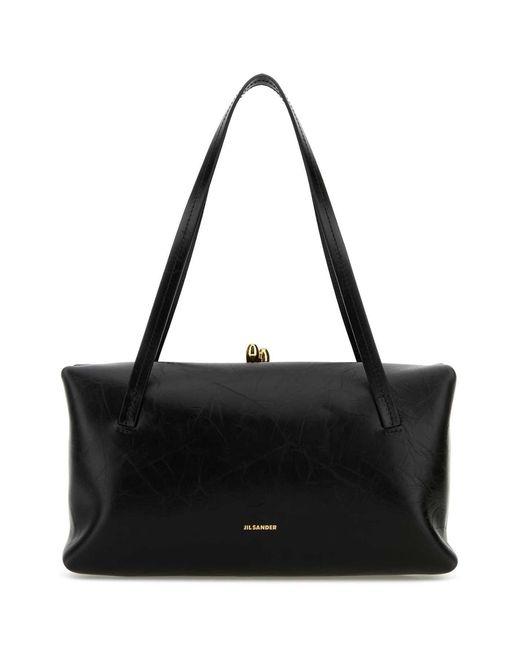 Jil Sander Black Leather Goji Pillow Handbag