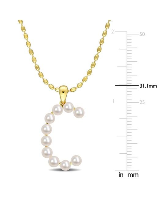 Amour Metallic 3.5-4Mm Freshwater Cultured Pearl Initial Pendant With Chain