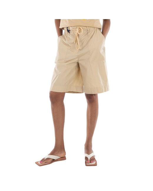 Moncler Natural Logo-Patch Drawstring Shorts, Brand Size 40 (Us