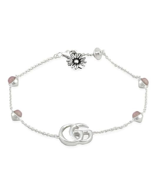 Gucci Metallic Double G Bracelet With Flower