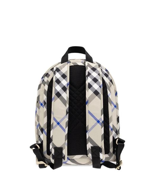 Burberry Gray Check-Printed Zipped Polyamide Backpack for men