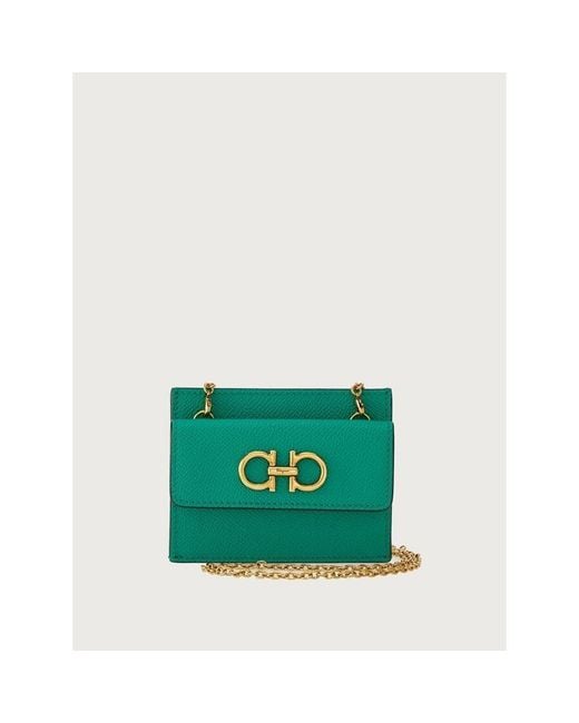 Ferragamo Green Calf Leather Bag