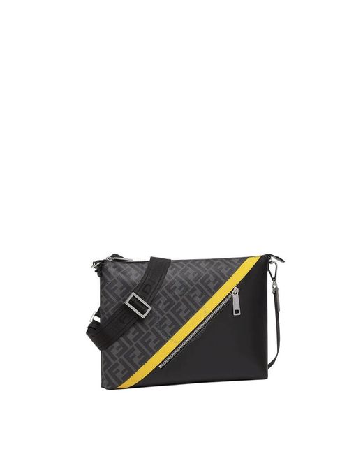 Fendi Black Ff Motif Diagonal Messenger Bag for men