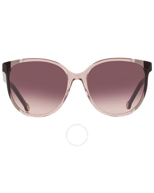 Carolina Herrera Brown Burgundy Shaded Cat Eye Sunglasses Ch 0063/s 0c19/3x 58