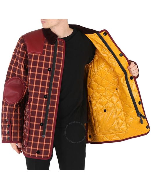 Burberry Red Burgundy Check Reversible Quilted Jacket for men