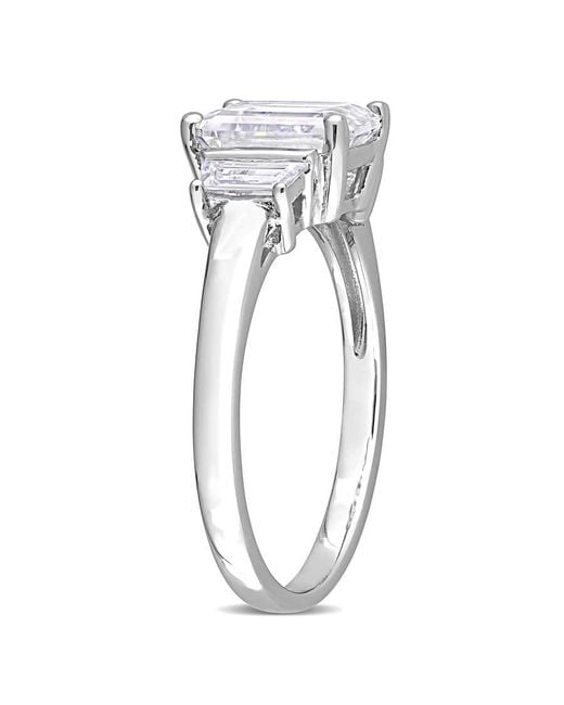 Amour Metallic 2 1/3 Ct Dew Created Moissanite Three-Stone Engagement Ring for men
