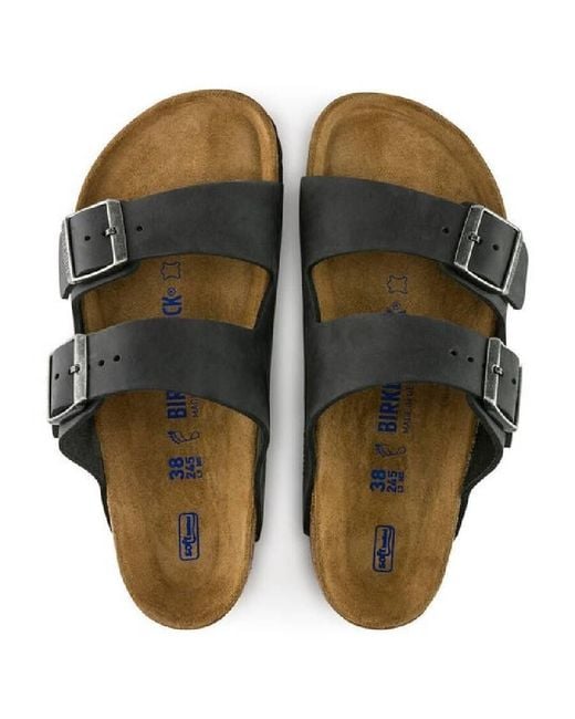 Birkenstock Black Arizona Soft Footbed Leather Sandals, Brand Size 42 Us for men