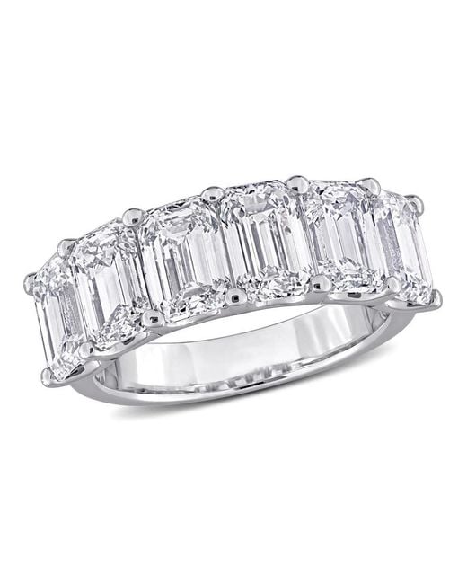 Created Forever Metallic 6Ct Tw Emerald-Cut Lab-Grown Diamond 6-Stone Semi-Eternity Anniversary Band