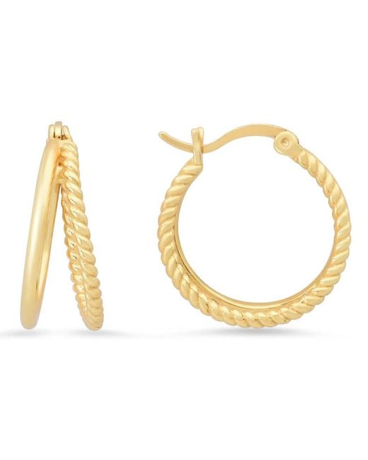 Kylie Harper Metallic 14K Over Twisted Rope Double Hoop Earrings