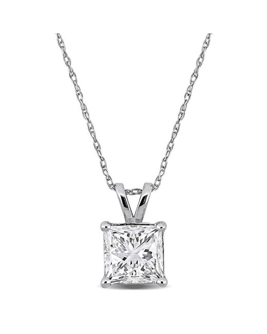 Created Forever Metallic 2Ct Tw Princess-Cut Lab Grown Diamond Solitaire Pendant With Chain for men