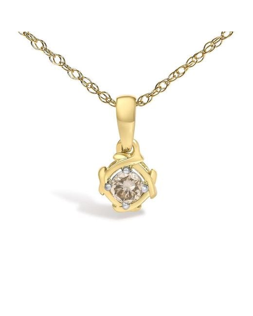 Haus of Brilliance Metallic 14K Plated Sterling 1/5 Cttw Diamond Swirl Pendant Necklace