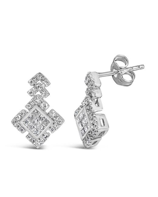 Haus of Brilliance Metallic 10K 3/5 Cttw Princess Diamond Geometric Drop Earrings for men