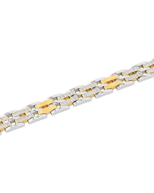 Robert Alton Metallic 1Ctw Diamond Stainless Steel With Finish Link Bracelet for men