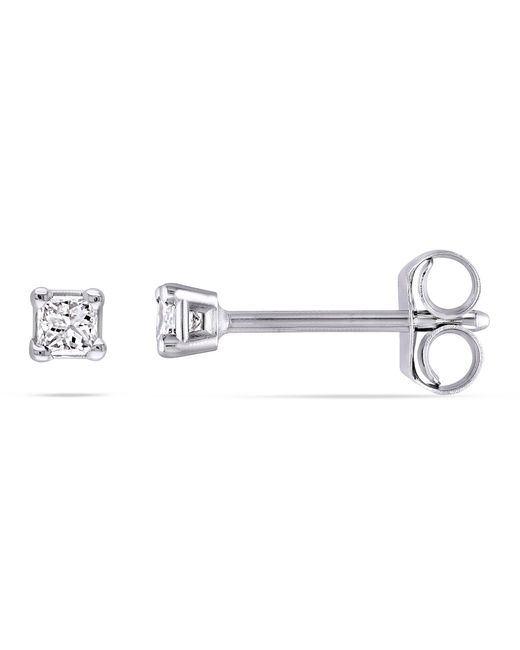 Amour Metallic 1/10 Ct Tw Princess Cut Diamond Stud Earrings