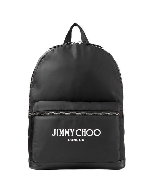 Jimmy Choo Black Wilmer Logo Adjustable Strap Backpack for men