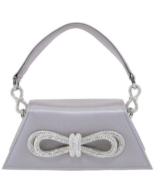 Mach & Mach Gray Satin Samantha Double Bow Top Handle Bag
