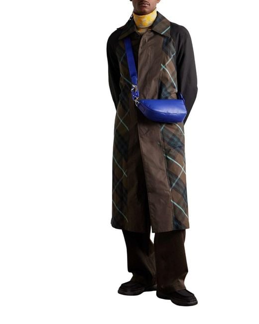 Burberry Blue Shiled Leather Crossbody Bag for men