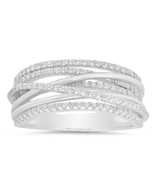 Kylie Harper Metallic Sterling Crossover Statement Cz Ring