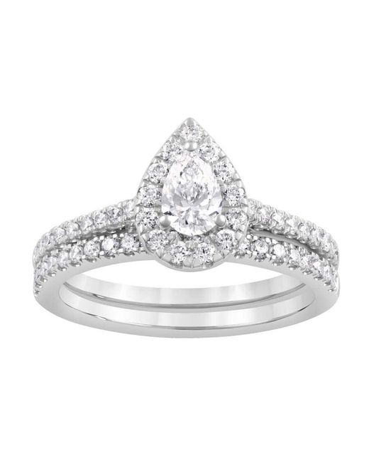 Brilliant Diamond Metallic 1 Ctw Lab Grown Diamond Pear Bridal Set