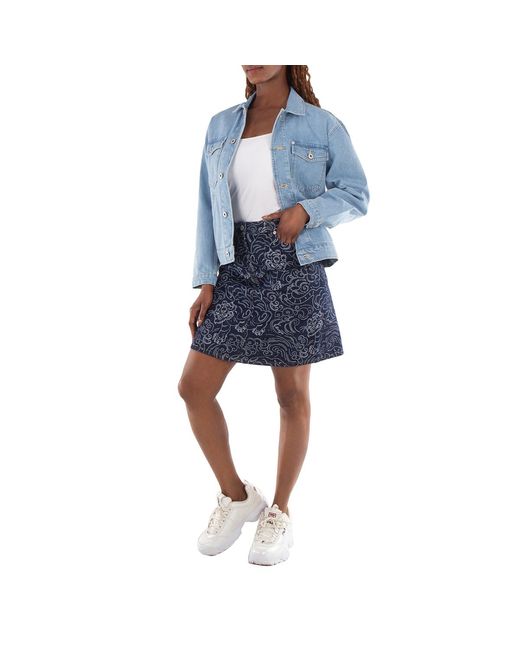 KENZO Blue All-Over Print Denim Skirts