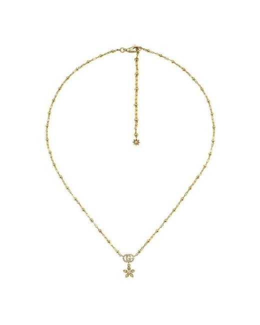 Gucci Metallic Flora 18K Necklace With Diamonds