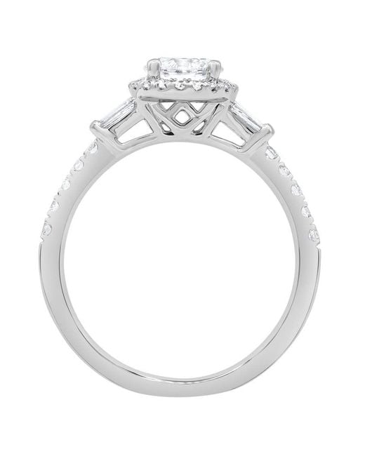 Brilliant Diamond Metallic 1.25 Carat 14K Round Cut Lab Grown Diamond Halo Engagement Ring For - Color/Clarity-G+Vs