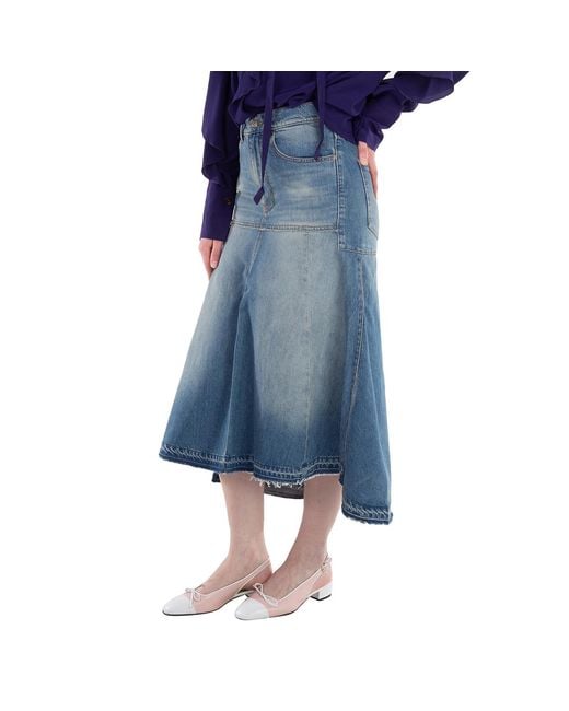 Victoria Beckham Blue Patched Denim Skirt, Brand Size 6 (Us