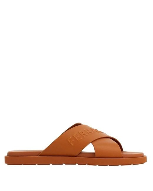 Ferragamo Brown Sandal With Crossover Straps for men