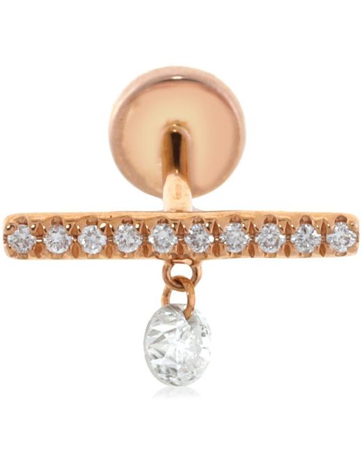 PERSÉE Multicolor 18K Rose Hanging Bar Diamond Earring